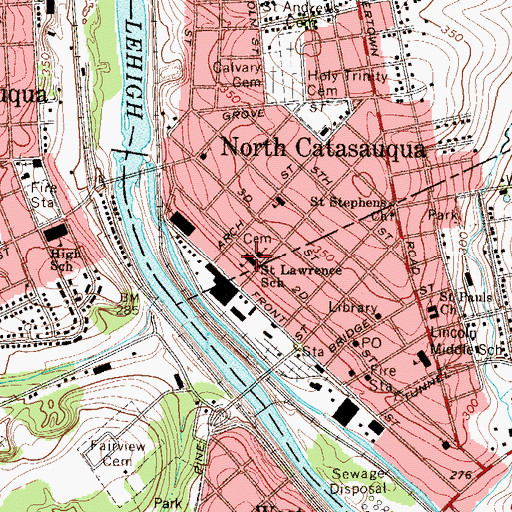 Topographic Map of Saint Lawrence School, PA