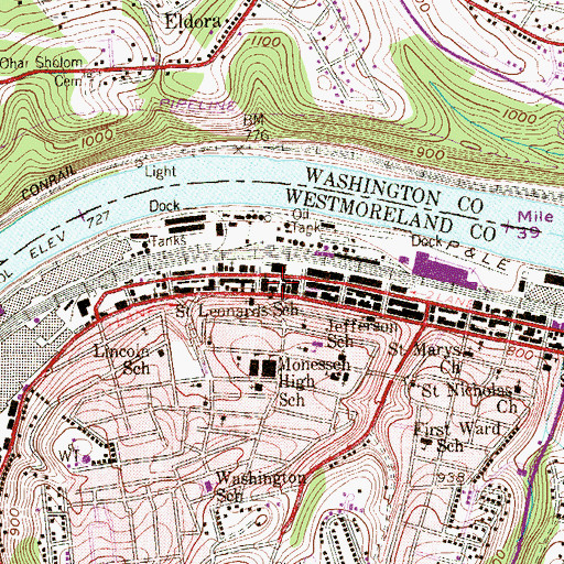 Topographic Map of Saint Leonards School, PA