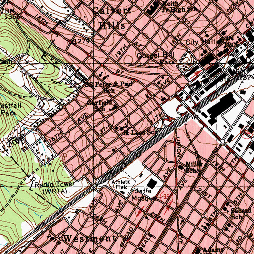 Topographic Map of Saint Leos School, PA