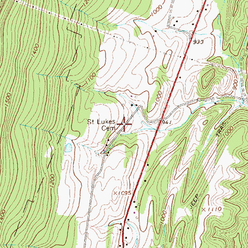 Topographic Map of Saint Lukes Cemetery, PA