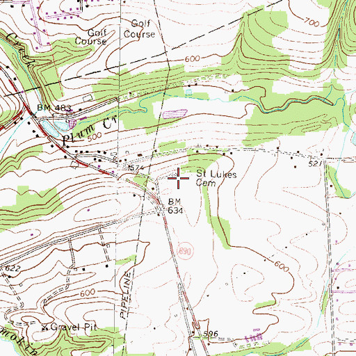 Topographic Map of Saint Lukes Cemetery, PA