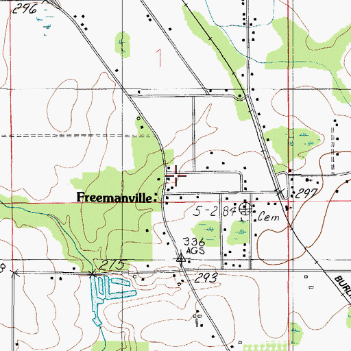 Topographic Map of Freemanville, AL