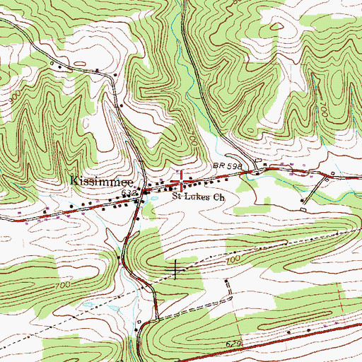 Topographic Map of Saint Lukes Church, PA