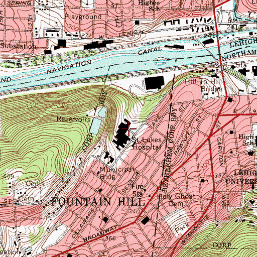 Topographic Map of Saint Lukes University Health Network, PA