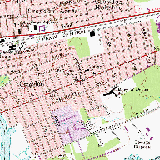 Topographic Map of Saint Lukes School, PA