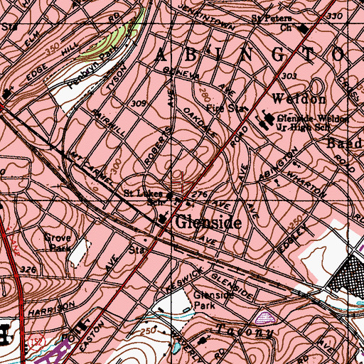 Topographic Map of Saint Lukes School, PA