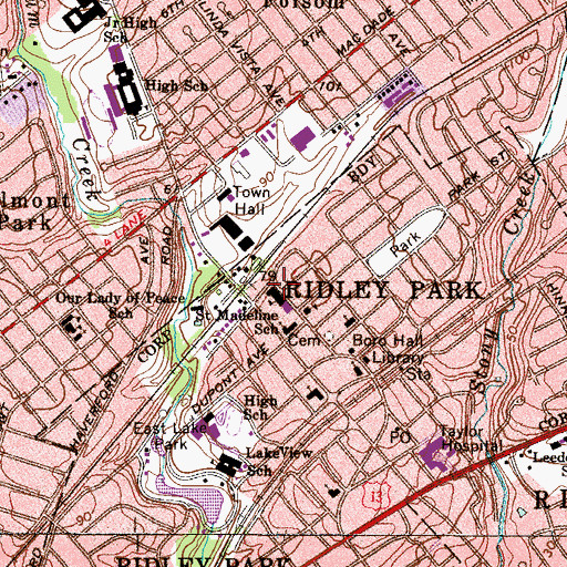 Topographic Map of Saint Madeline School, PA