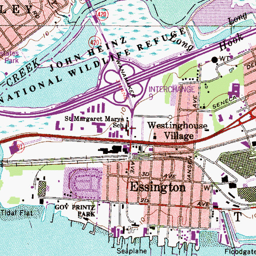 Topographic Map of Saint Margaret Marys School, PA