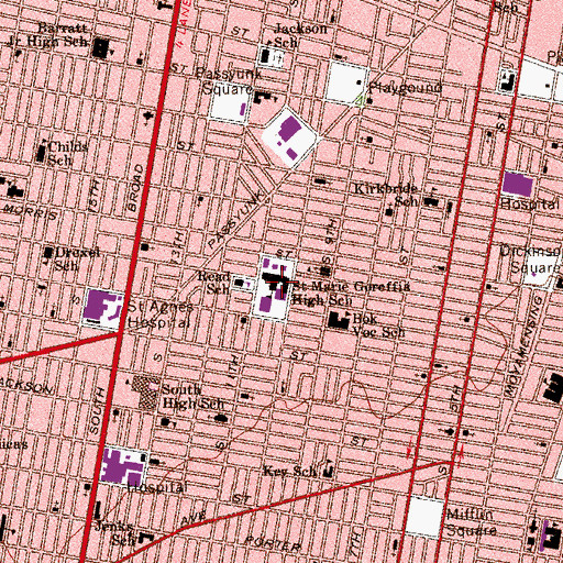 Topographic Map of Saint Marie Goreffis High School, PA