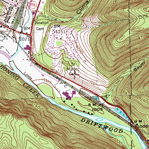 Topographic Map of Saint Marks Cemetery, PA
