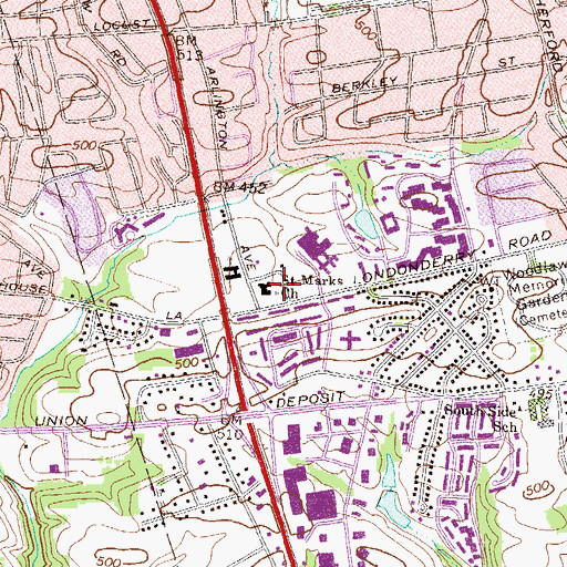 Topographic Map of Saint Marks Church, PA