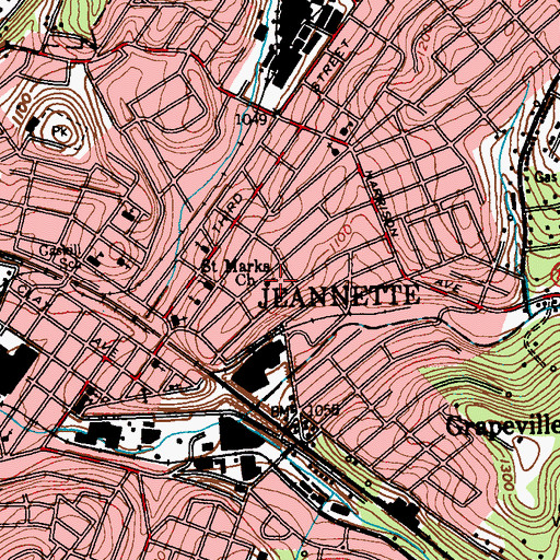 Topographic Map of Saint Marks Church, PA