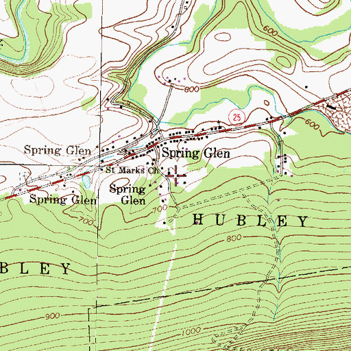 Topographic Map of Saint Marks Church, PA