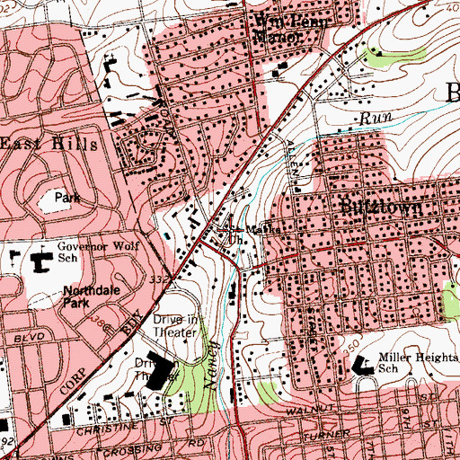 Topographic Map of Saint Marks Church, PA
