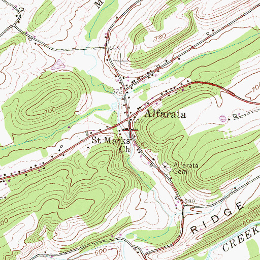 Topographic Map of Saint Marks Church, PA
