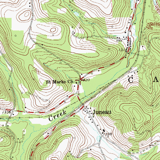 Topographic Map of Saint Marks Church, PA