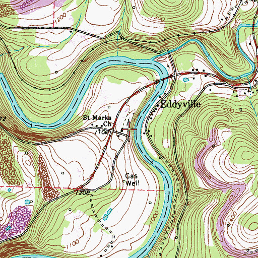Topographic Map of Saint Marks Church, PA
