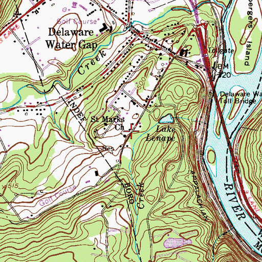 Topographic Map of Saint Marks Church, PA
