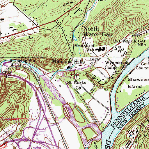 Topographic Map of Saint Marks Church, PA