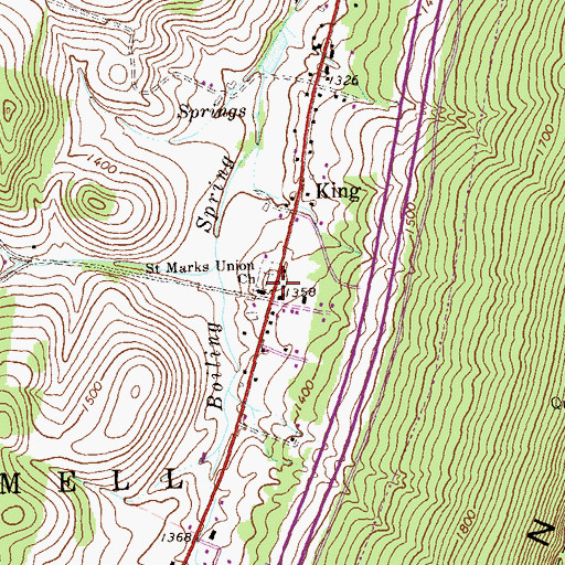 Topographic Map of Saint Marks Union Church, PA