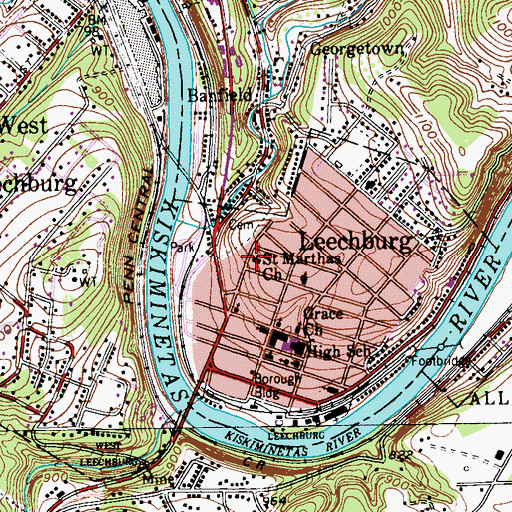 Topographic Map of Saint Marthas Church, PA