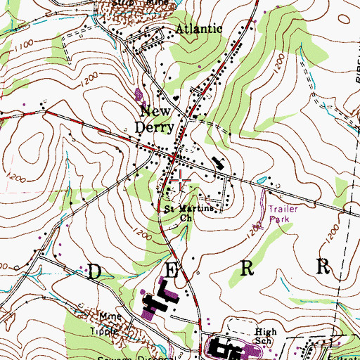 Topographic Map of Saint Martins Church, PA