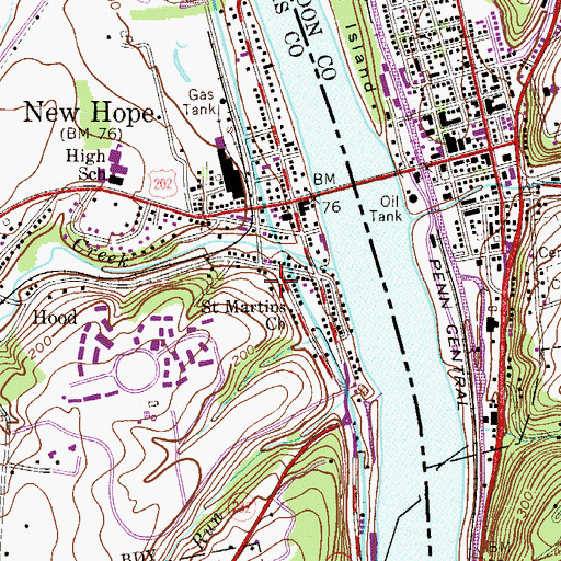 Topographic Map of Saint Martins Church, PA