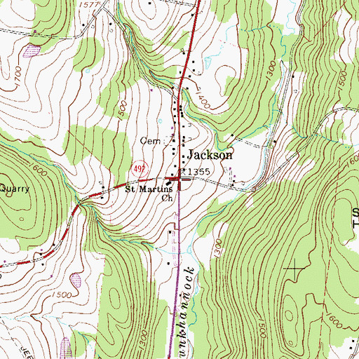 Topographic Map of Saint Martins Church, PA