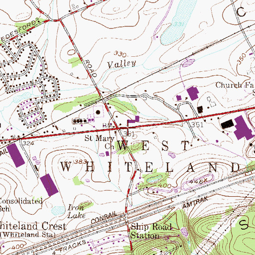 Topographic Map of Saint Mary Church, PA