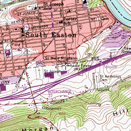 Topographic Map of Saint Mary Magdalen Cemetery, PA