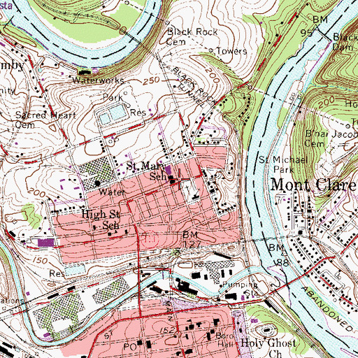 Topographic Map of Saint Mary School, PA