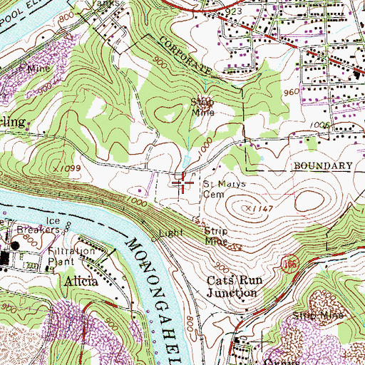 Topographic Map of Saint Marys Nativity Orthodox Cemetery, PA
