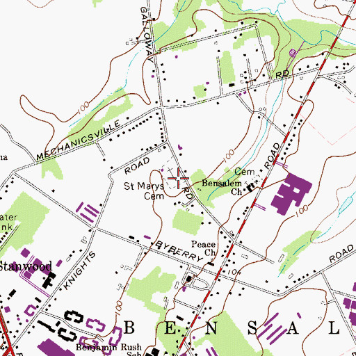 Topographic Map of Saint Marys / Saint Mary's Lithuanian National Catholic Cemetery, PA