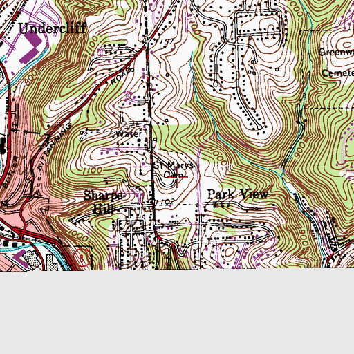 Topographic Map of Saint Mary's Cemetery, PA