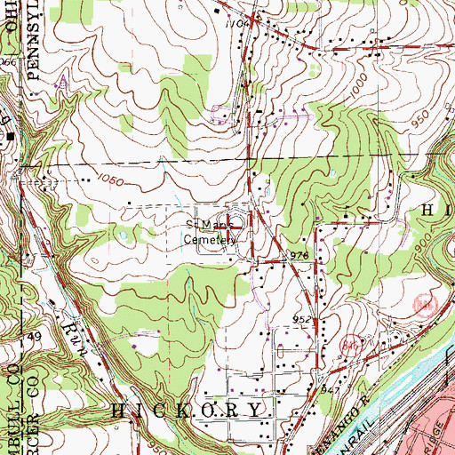 Topographic Map of Saint Marys Cemetery, PA