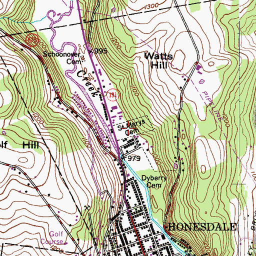 Topographic Map of Saint Mary Magdalen Cemetery, PA