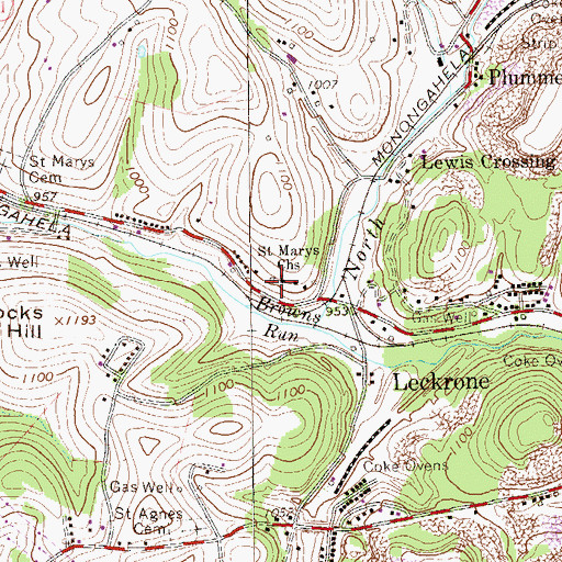 Topographic Map of Saint Marys Church, PA