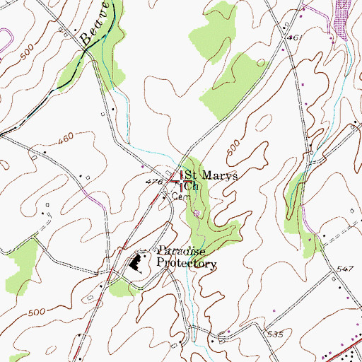 Topographic Map of Saint Marys Church, PA