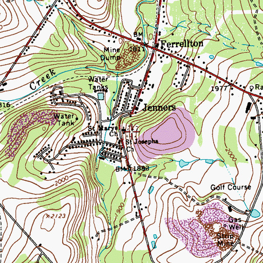 Topographic Map of Saint Marys Church, PA