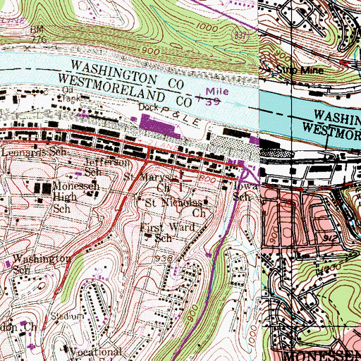 Topographic Map of Saint Marys Church, PA