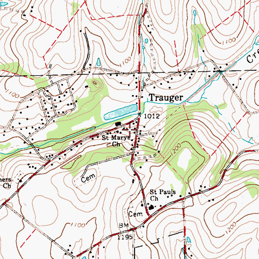 Topographic Map of Saint Marys Church, PA