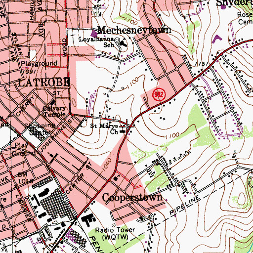 Topographic Map of Saint Marys Church, PA