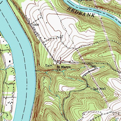 Topographic Map of Saint Marys Church, PA