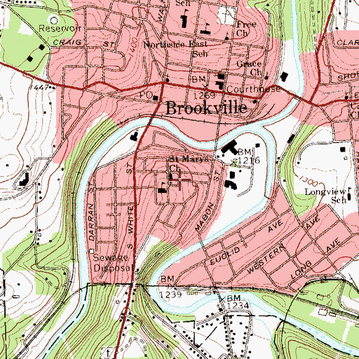Topographic Map of Saint Marys Church, PA