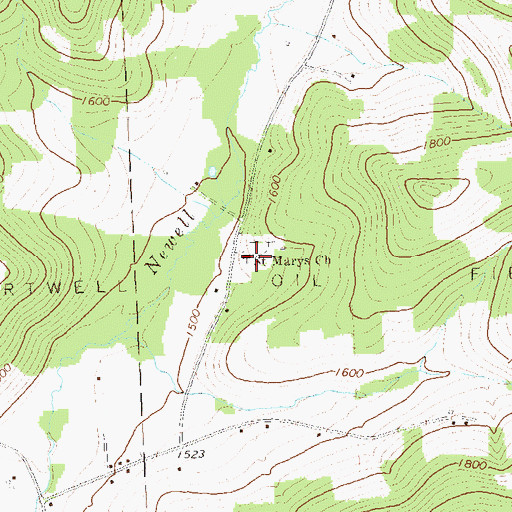 Topographic Map of Saint Marys Church, PA