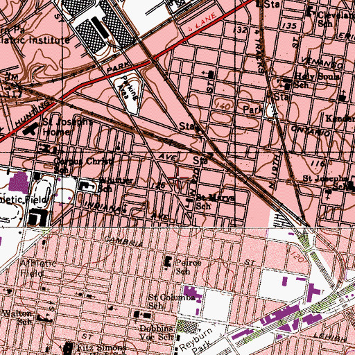 Topographic Map of Saint Marys School, PA