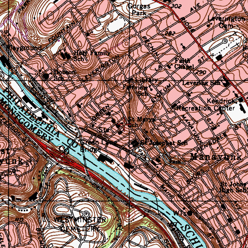 Topographic Map of Saint Marys School, PA