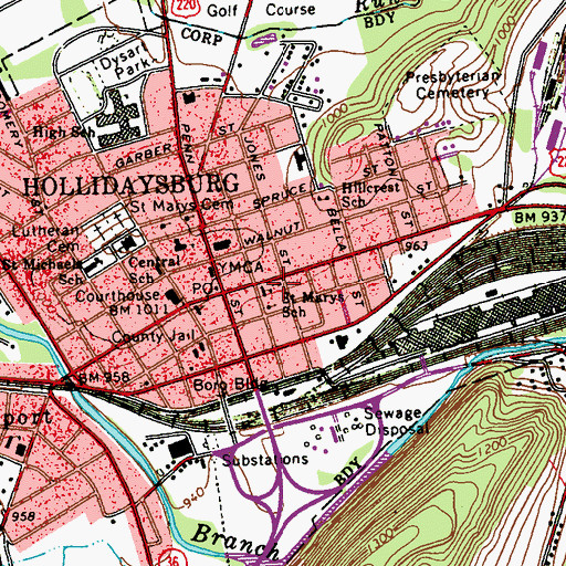 Topographic Map of Saint Marys School, PA