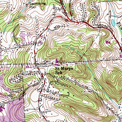 Topographic Map of Saint Marys School, PA