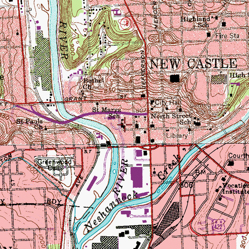 Topographic Map of Saint Marys School, PA